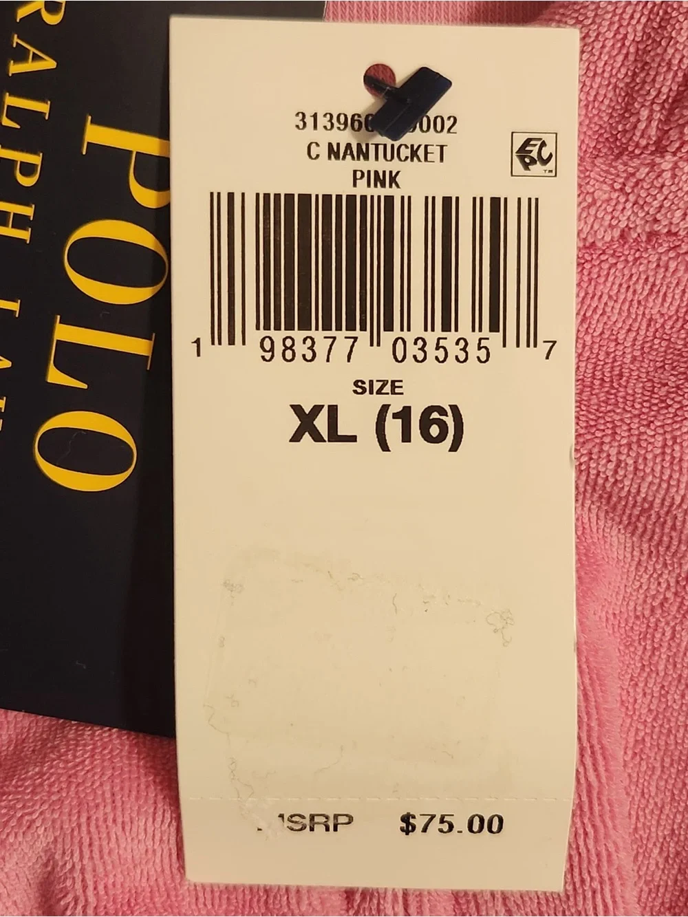 NWT Polo Ralph Lauren Girls Pink‎ Hooded Terry Cover-Up Dress Beach Vacation